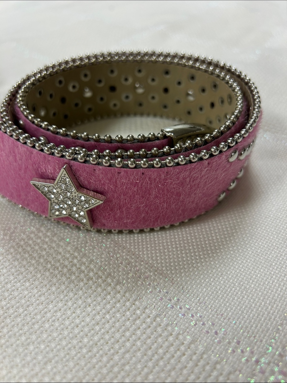 Pink Star-Accent Women's Belt with Rhinestone Buckle image 2